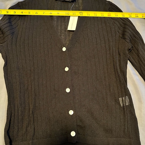 V-Neck Sheer Ribbed Cardigan - Picture 9 of 9